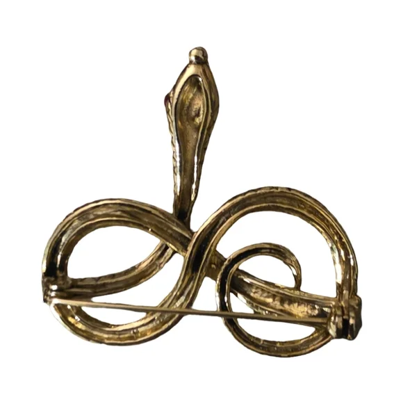 Rare Vt Metropolitan Mus of Art MMA Snake Brooch Enamel Jade Ruby 24K Gold Pltd - Picture 2 of 4